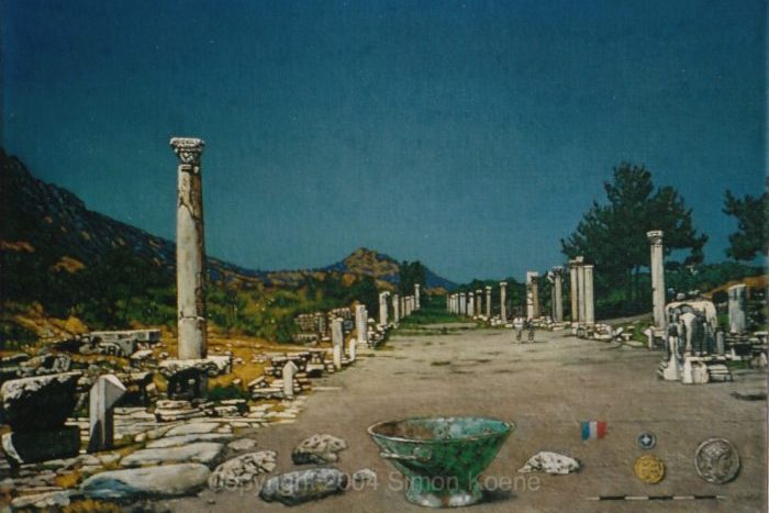 67. Opgraving in Ephese met bronzen schaal
